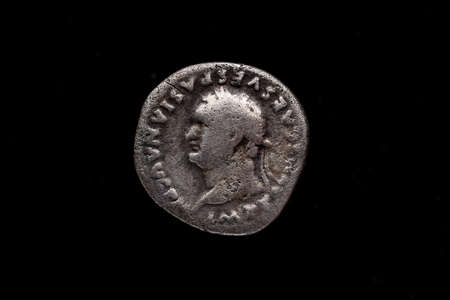 Roman coin, AR Denarius,Vespasian, Rome mint,  69-79 AD., Ancient roman coin with portrait of...