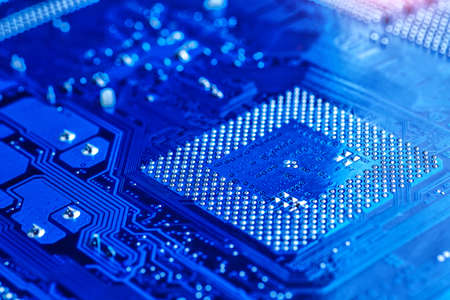 blue circuit board background of computer motherboard,Electronic computer hardware...