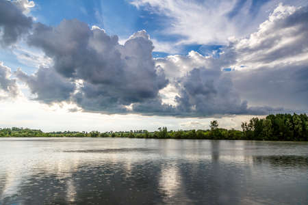 Carpfishing session at the Lake. Carp Angling scenic landscape overlooking lake at Dawn. Fishing...