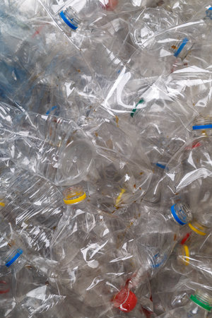 plastic bottles. recycling To conserve the environment concept. Background of many used empty PET bottlesの写真素材