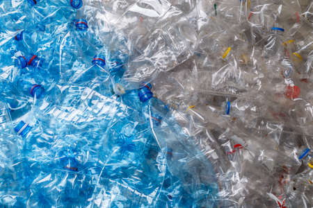 plastic bottles. recycling To conserve the environment concept. Background of many used empty PET bottlesの写真素材