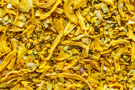 A mixture of different spices close up. Textures of colorful spices and condiments.Colorful Herbal and Spices Oriental.Cafe concept.Various Indian spicesの写真素材
