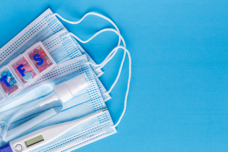 coronavirus COVID-19 pandemic.Protective equipment for prevention of virus infection such as hand...