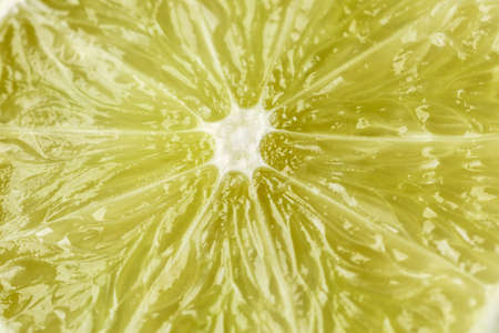 Green lime with cut in half and slices isolated on white background. Healthy green foods - alternative medicine involve a balanced diet with vitamins, nutritions and superfoods for human well-being.の写真素材