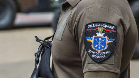 Khmelnitsky. Ukraine. May 23, 2021.Military vehicles.Ukrainian soldiers at the parade for the day of...