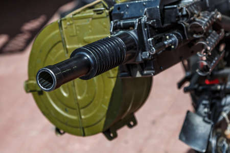 Russian machine-automatic grenade launcher AGS-17, blurred background, close-up.automatic grenade...