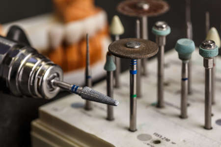 Dental implant. Restoration of teeth. Dental surgeon. Dental laboratory. Dental clinic. Implants of the jaw of a person. Visual materials at the dentist's office. Oral health.の写真素材