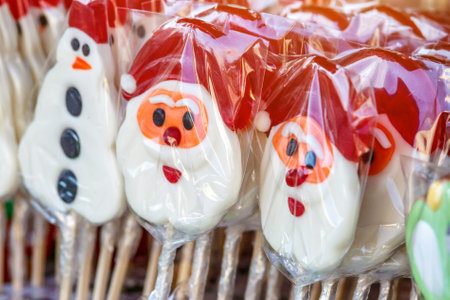 merry christmas, cute festive decoration close up, beautiful toys for new year.Glass Christmas balls for the Christmas market.の写真素材