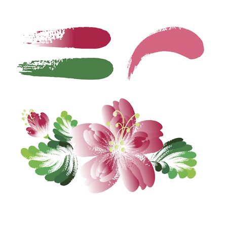 Vector flowers, decorative painting element. Imitation of brush strokesのイラスト素材