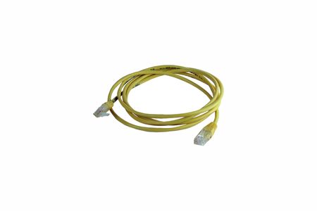 the cable of yellow is convolute a ring for connecting to the network