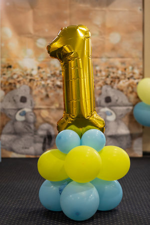 number 1 on birthday balloonsの写真素材