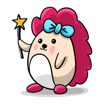Cute Cartoon, Porcupine with Magic Wandのイラスト素材