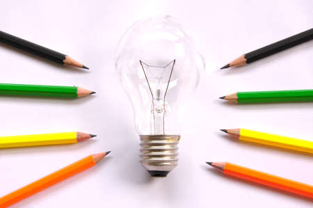 Light bulb, Pencil, and Good idea. の写真素材