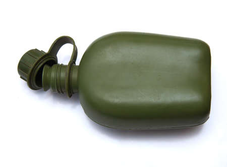 Army plastic canteen isolated on white background の写真素材