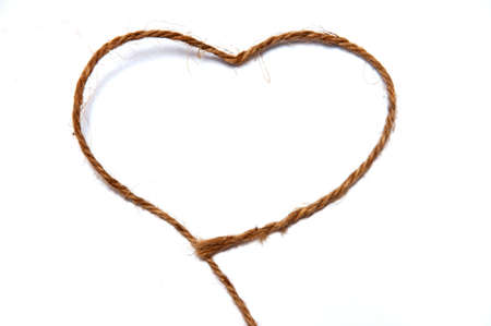 Heart curved with thick string isolate on white background