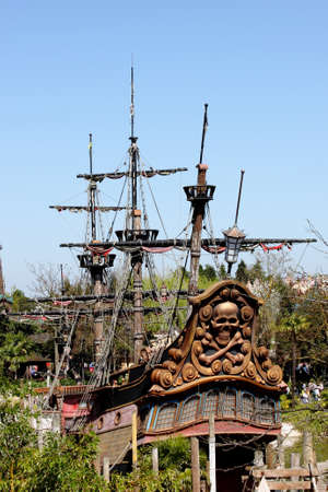 Paris, France, 9 April 2011: Vessel of the Pirates of the Caribbean in Disneyland Parisのeditorial素材
