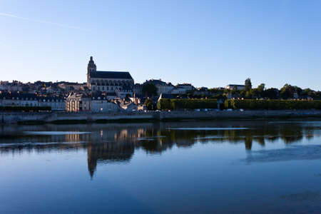 Blois, France, from the shore of the Loireのeditorial素材