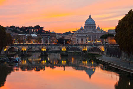 Saint Peter Basilica at sunset.の写真素材