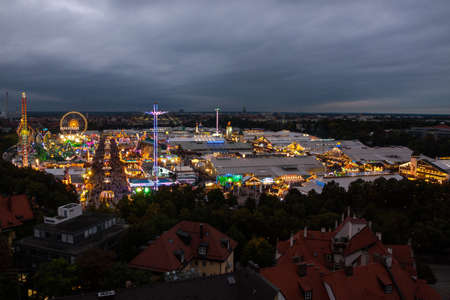 View of the Oktoberfest in Munich at night.の写真素材