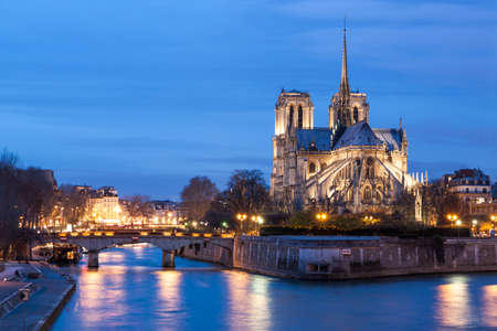 Notre Dame de Paris at dusk, France.の写真素材