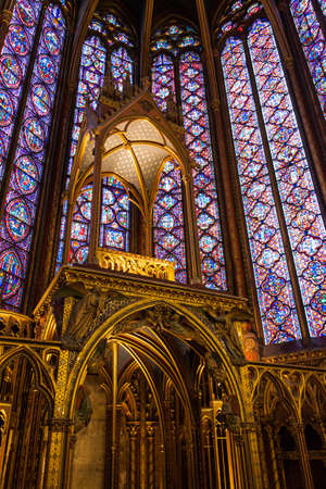 Paris, France, December 24, 2013 - Interiors of the Sainte-Chapelle  Holy Chapel   The Sainte-Chapelle is a royal medieval Gothic chapel in Paris and one of the most famous monument of the city のeditorial素材