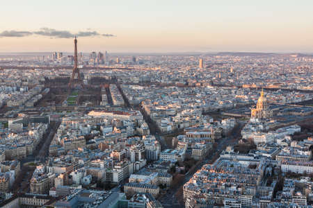 Skyline of Paris at sunsetの写真素材