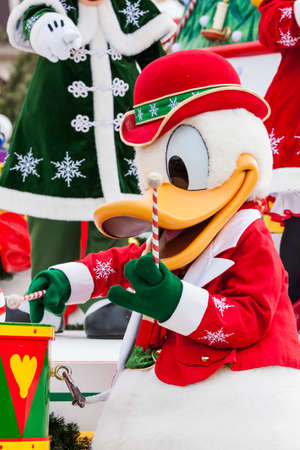 PARIS â December 31, 2013 â Disney Christmas Parade in Disneyland Paris.のeditorial素材