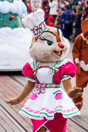 PARIS â December 31, 2013 â Disney Christmas Parade in Disneyland Paris.のeditorial素材