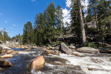 View of Yosemite National Park from Mist Trail and John Muir Trail, California, USA.の写真素材