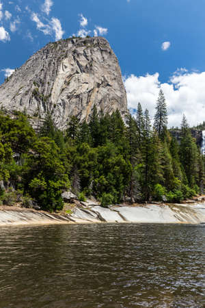 Emerald Pool and Liberty Cap in Yosemite National Park, California, USA.の写真素材