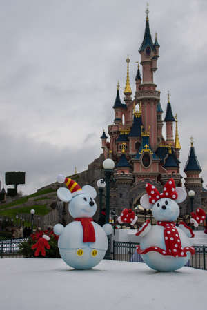 Disneyland Paris Castle during Christmas Celebrationsのeditorial素材