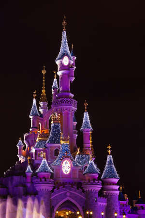 Disneyland Paris Castle during Christmas Celebrationsのeditorial素材