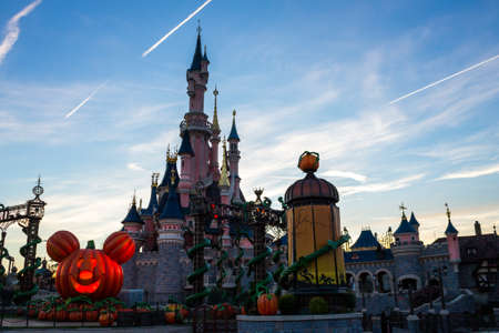 Disneyland Paris Castle during Halloween Celebrationsのeditorial素材