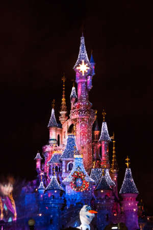 Disneyland Paris Castle during Christmas Celebrationsのeditorial素材