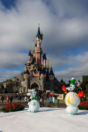 Disneyland Paris Castle during Christmas Celebrationsのeditorial素材