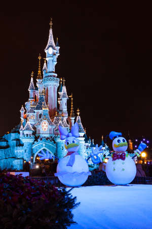 Disneyland Paris Castle during Christmas Celebrationsのeditorial素材