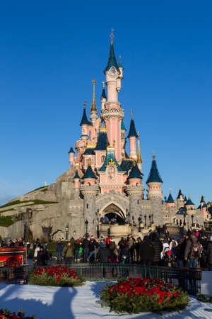 Disneyland Paris Castle during Christmas Celebrationsのeditorial素材