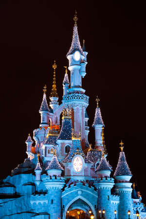 Disneyland Paris Castle during Christmas Celebrationsのeditorial素材