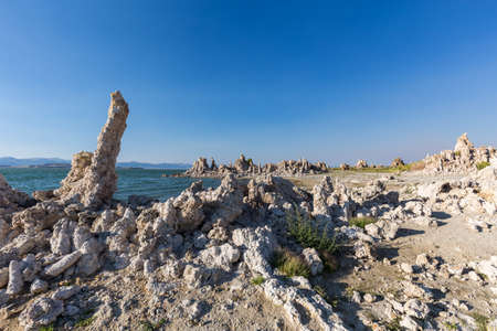 Mono Lake with tufa rock in Mono County, California, USAの写真素材