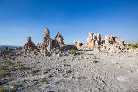 Mono Lake with tufa rock in Mono County, California, USAの写真素材