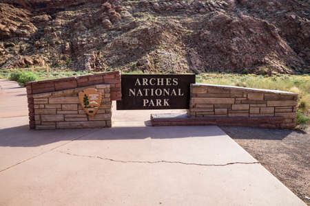 Entrance of the Arches National Park, Utah, USAの写真素材