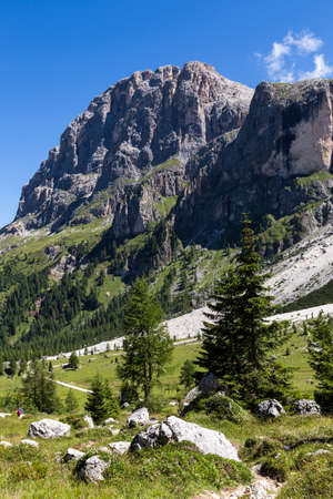 View of Pale di San Martino, Italian Dolomites in Trentinoの写真素材