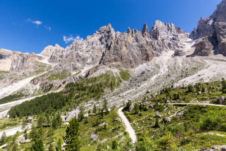 View of Pale di San Martino, Italian Dolomites in Trentinoの写真素材