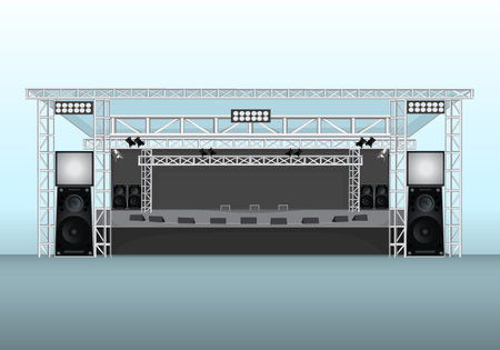 Music Stage Design. Music concert stage. Music Stage Mock up. Vector illustrationのイラスト素材