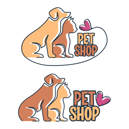Dog and cat cute pet logo. Veterinary clinic logoのイラスト素材