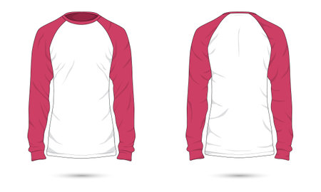 raglan sleeve t-shirt mockup front and back viewのイラスト素材
