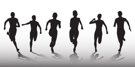 collection of runner silhouettes. vector illustrationのイラスト素材