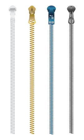 collection of realistic zipper various color. vector illustrationのイラスト素材