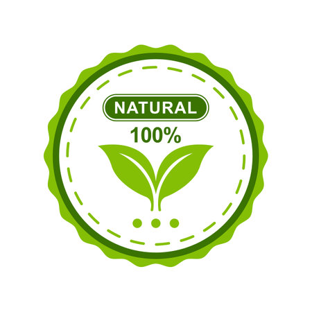 100 percent organic circle logo. eco badge logoのイラスト素材