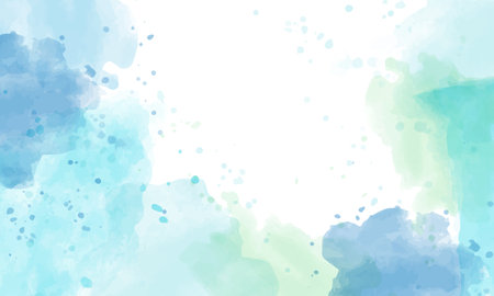 abstract background of blue watercolor splashesのイラスト素材